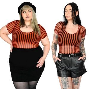 Foxblood Halloween Collection Black and Orange Zeebo Mesh top
